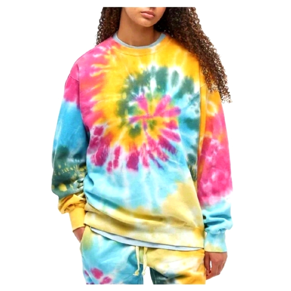 La Detresse Womens Tie Dye Tropicali Pullover Sweatshirt Sz Xs Relaxed fit